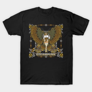 Steampunk Woman Mechanical Wings T-Shirt